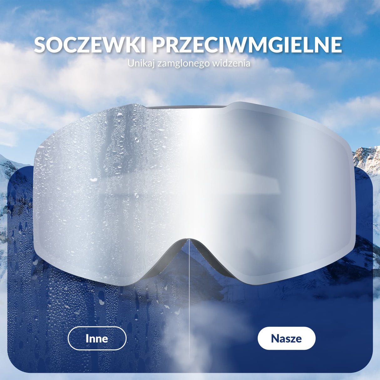 ROCKBROS Qunature Gogle Narciarskie Bezramkowe Dla Mężczyzn I Kobiet Przeciwmgielną-Q23-007 Gogle narciarskie