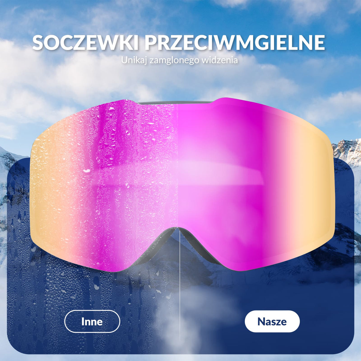 ROCKBROS Qunature Gogle Narciarskie Bezramkowe Dla Mężczyzn I Kobiet Przeciwmgielną-Q23-007 Gogle narciarskie