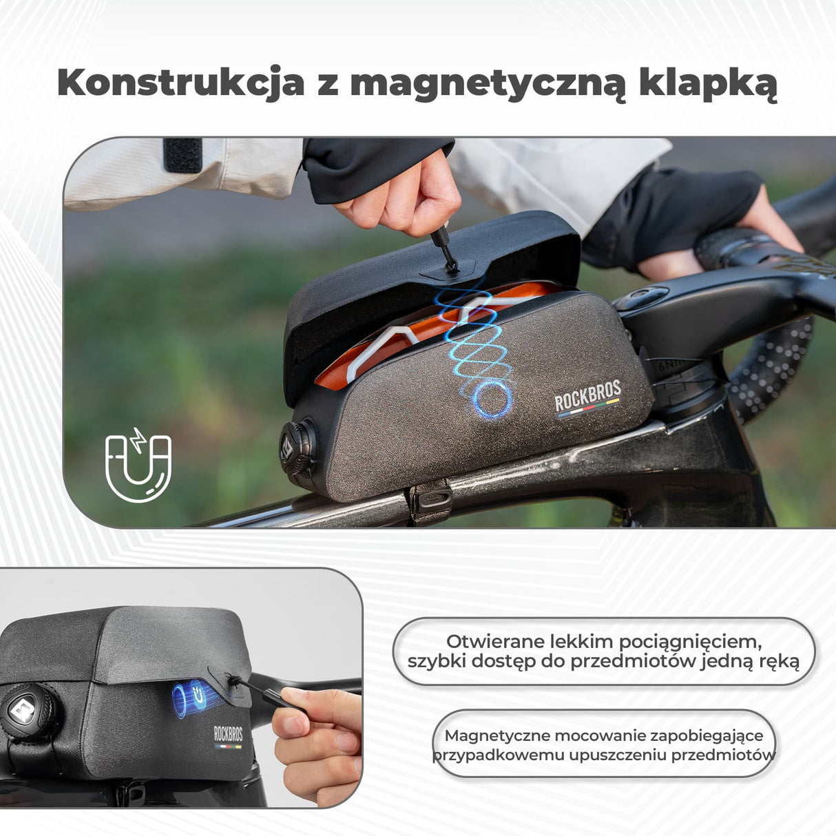 ROAD TO SKY Torby na Ramę 100% Wodoodporna Magnetyczna  0,6 L/0,9 L