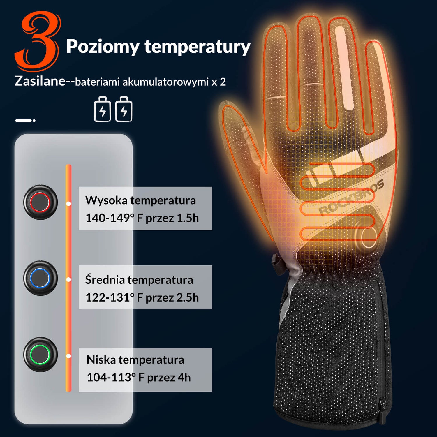 fahrradhandschuhe winter beheizt ROCKBROS Winter Fahrradhandschuhe Beheizt Akku 5V Unisex M-XL – ROCKBROS-PL