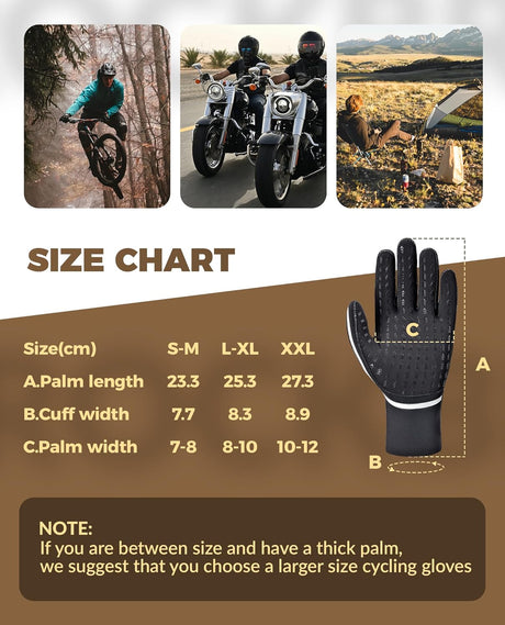 ROCKBROS ROCKBROS Rękawiczki Rowerowe Zimowe Wodoodporne i Wiatroszczelne, Rękawiczki do Biegania Damskie Męskie, Rękawiczki Sportowe do MTB, Roweru Szosowego, Biegania i Rodsport Rękawiczki długopalczaste na wiosnę i jesień