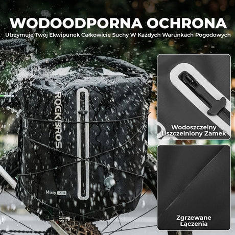 ROCKBROS 100% Wodoodporna Sakwa Rowerowa Na Bagażnik 23L z Funkcją Kompresji Próżniowej - AS-159 Torby na bagażnik