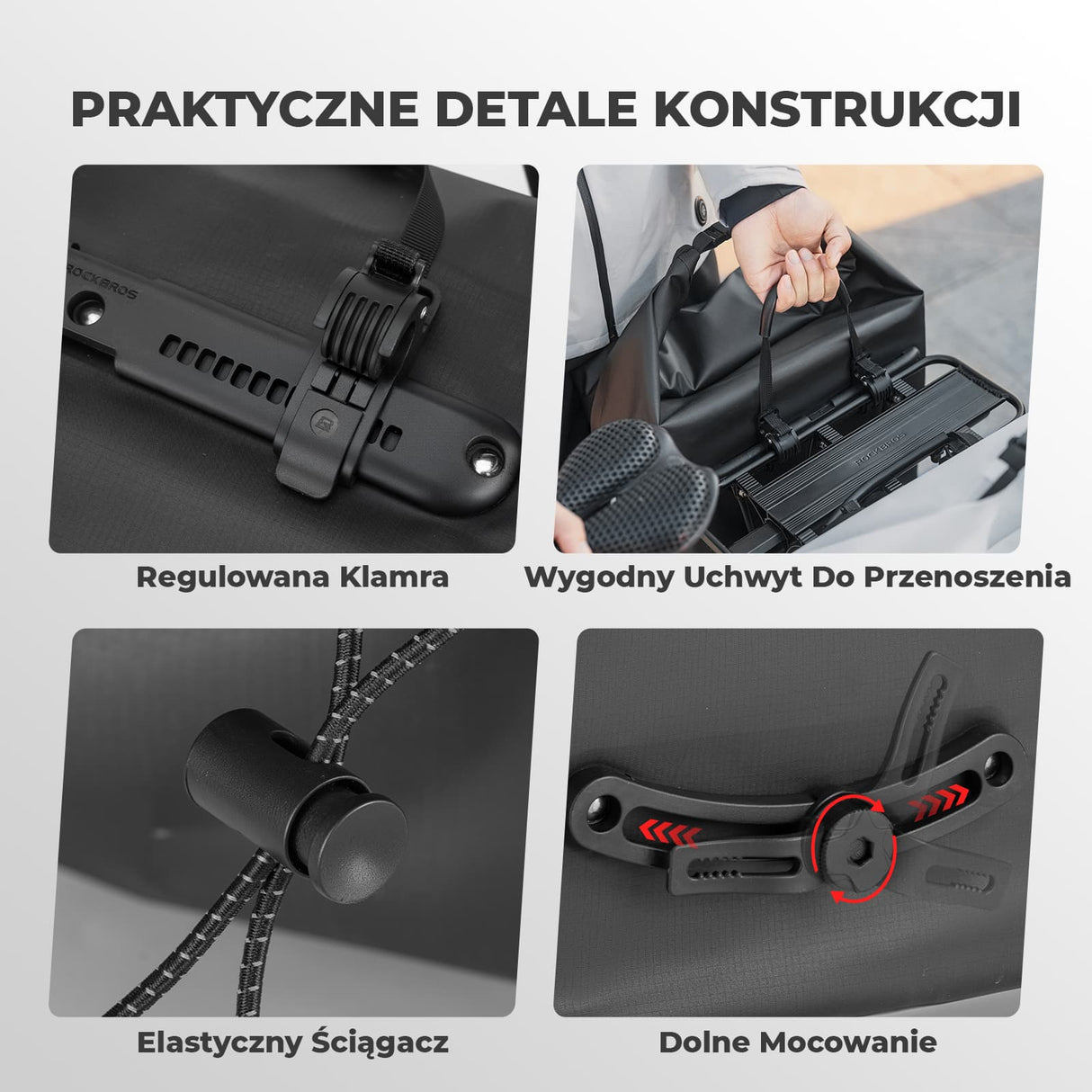 ROCKBROS 100% Wodoodporna Sakwa Rowerowa Na Bagażnik 23L z Funkcją Kompresji Próżniowej - AS-159 Torby na bagażnik