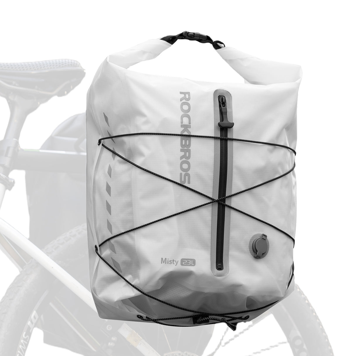 ROCKBROS 100% Wodoodporna Sakwa Rowerowa Na Bagażnik 23L z Funkcją Kompresji Próżniowej - AS-159 Torby na bagażnikBiałe