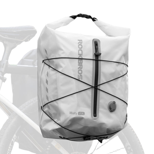 ROCKBROS 100% Wodoodporna Sakwa Rowerowa Na Bagażnik 23L z Funkcją Kompresji Próżniowej - AS-159 Torby na bagażnikBiałe