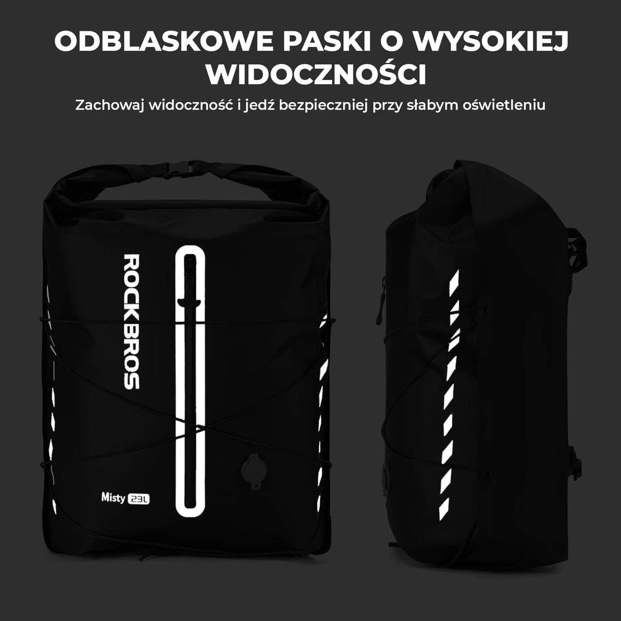ROCKBROS 100% Wodoodporna Sakwa Rowerowa Na Bagażnik 23L z Funkcją Kompresji Próżniowej - AS-159 Torby na bagażnik