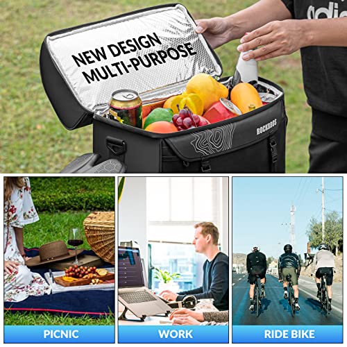 ROCKBROS Torba Rowerowa na Bagażnik, 11L Duża Pojemność, Izolacja Termiczna i Chłodnictwo, z Paskiem na Ramię-A18 Torby na bagażnik