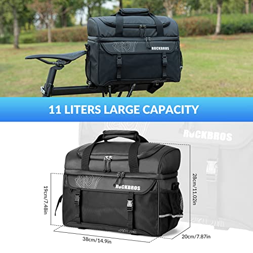 ROCKBROS Torba Rowerowa na Bagażnik, 11L Duża Pojemność, Izolacja Termiczna i Chłodnictwo, z Paskiem na Ramię-A18 Torby na bagażnik