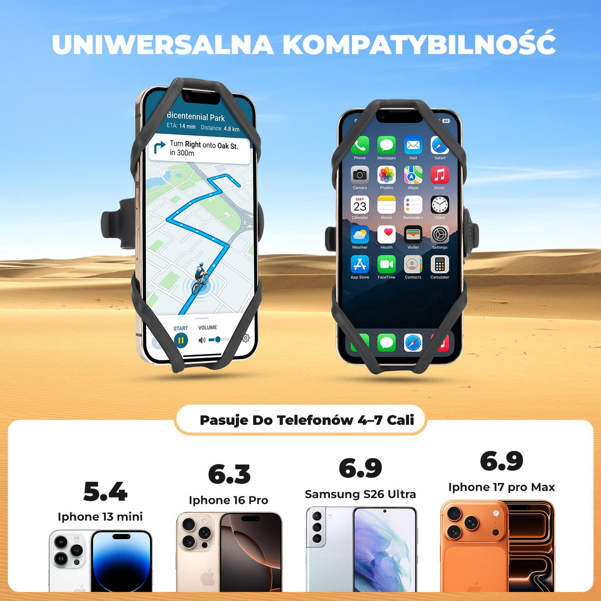 Silikonowy Uchwyt Rowerowy Na Telefon 4-7"