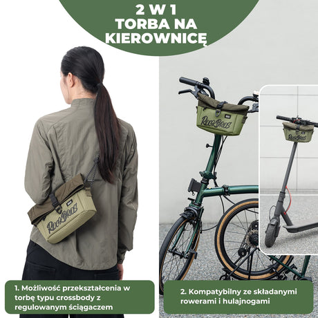 ROCKBROS Torba Na Kierownicę Rowerową Do Rowerów Z Prostą Kierownicą I Brompton 1.8-2.8 L Torba Przednia