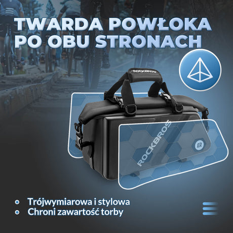 ROCKBROS Torba na Bagażnik Rower Twarda Skorupa 11,6 l z Paskami Odblaskowymi