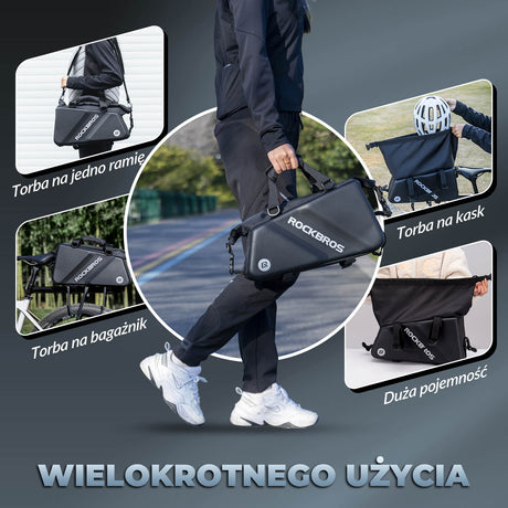 ROCKBROS Torba na Bagażnik Rower Twarda Skorupa 11,6 l z Paskami Odblaskowymi