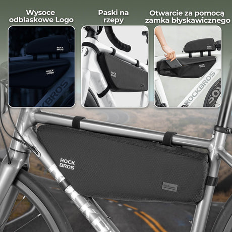 ROCKBROS Torba na Ramę Roweru 2,9L Wodoodporna i Odporna na Zużycie z Zamkiem Błyskawicznym