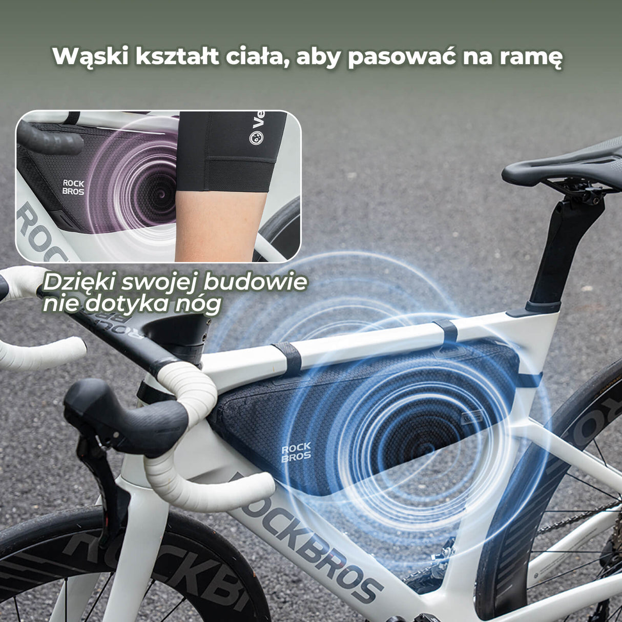 ROCKBROS Torba na Ramę Roweru 2,9L Wodoodporna i Odporna na Zużycie z Zamkiem Błyskawicznym
