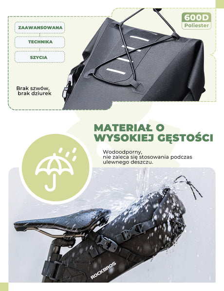 ROCKBROS Torby Podsiodłowe  Wodoodporna 3L Duża Pojemność