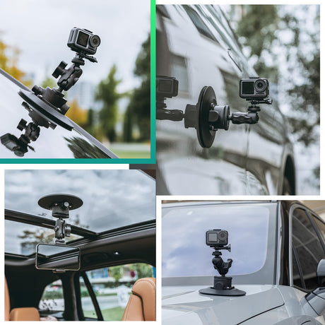 ROCKBROS ROCKBROS Uchwyt do Kamer Sportowych Samochodowy na Przyssawkę z Pompką i Stojak na Aparat Ruchową Akcesoria do Kamery Akcji Magic Arm do DJI OSMO, GoPro Hero 11/10/9/8 MAX, Nikon, Sony Uchwyty na licznik
