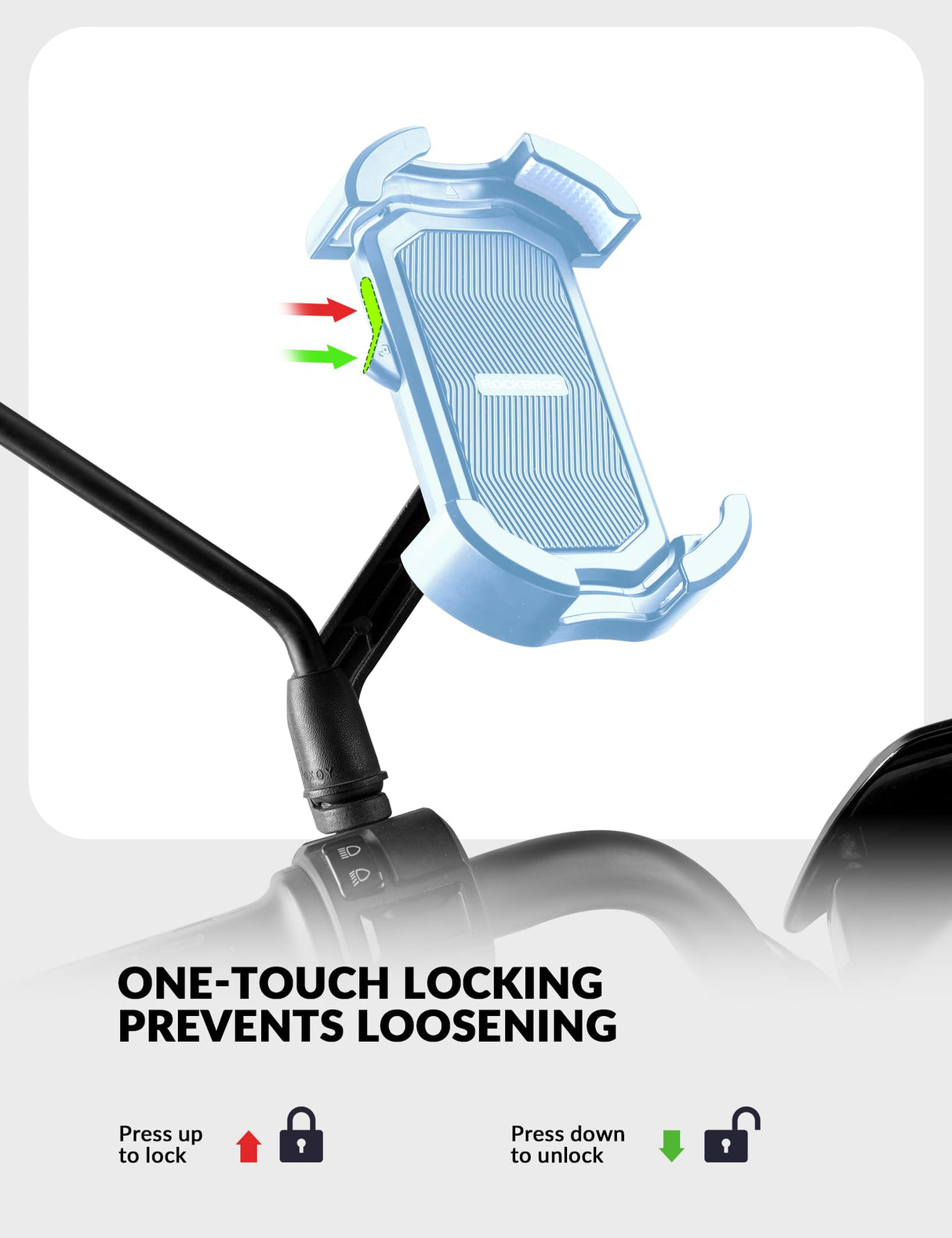 ROCKBROS Uchwyt Na Telefon Rowerowy Z Możliwością Obrotu O 360°, Odpowiedni Dla Telefonów O Przekątnej 4,7–7,0 Cala-HW-128 Uchwyty na telefon