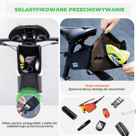 ROCKBROS Wodoodporna Torba Podsiodłowa Rowerowa 0,8–1,3 L z Wkładem, Rozszerzalna do MTB i Rowerów Szosowych