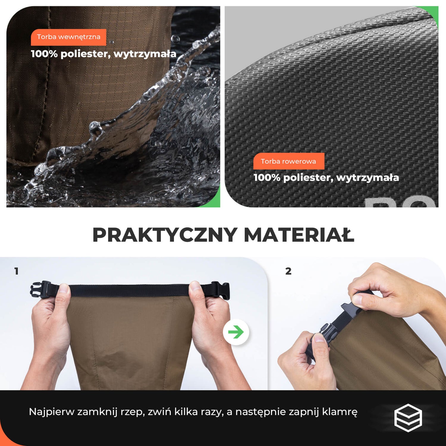 ROCKBROS Torba Podsiodłowa Rowerowa 0,8–1,3 L Rozszerzalna -C54 Torby podsiodłowe