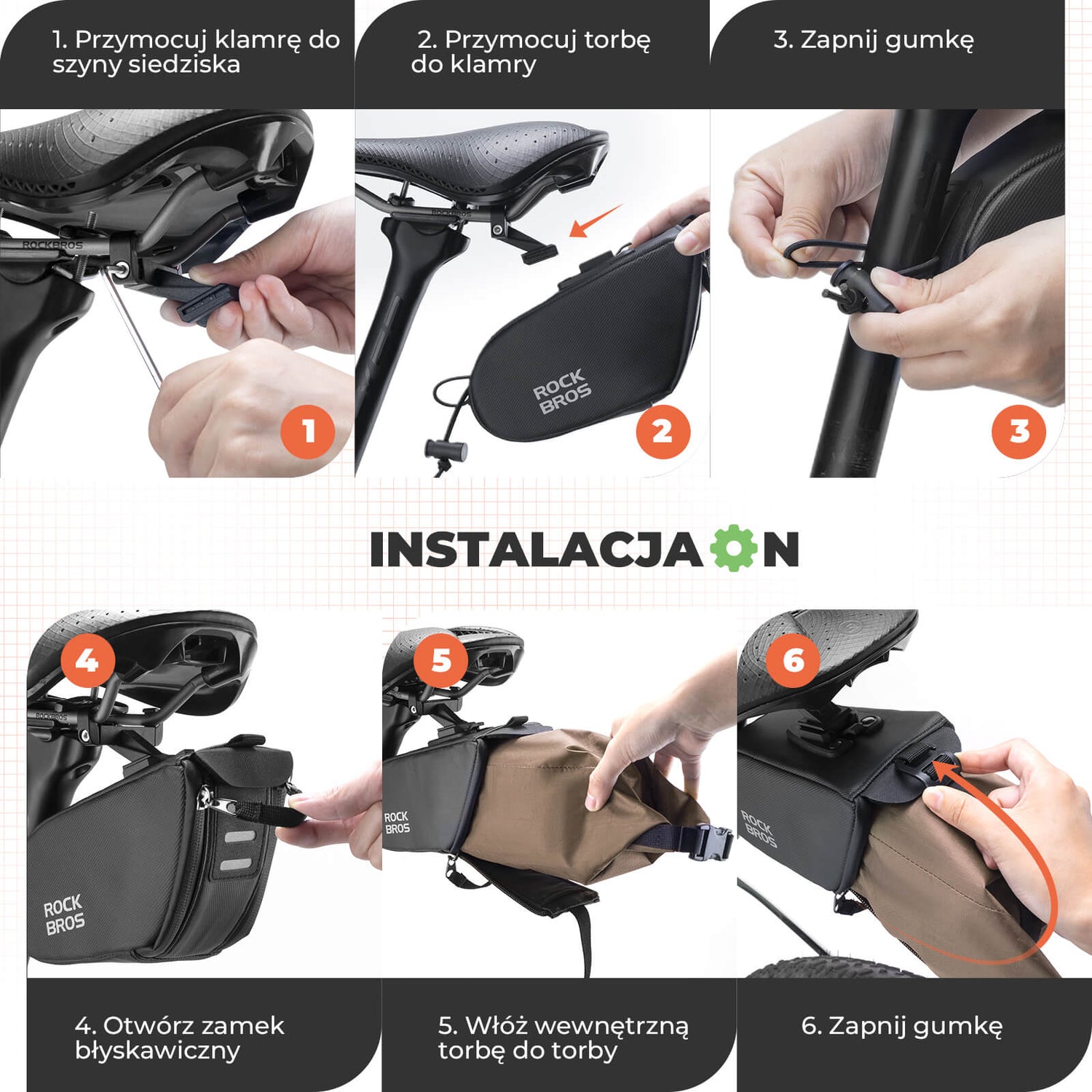 ROCKBROS Torba Podsiodłowa Rowerowa 0,8–1,3 L Rozszerzalna -C54 Torby podsiodłowe