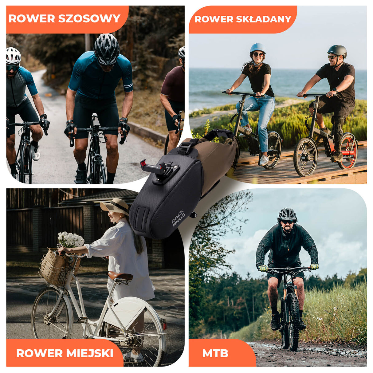 ROCKBROS Wodoodporna Torba Podsiodłowa Rowerowa 0,8–1,3 L z Wkładem, Rozszerzalna do MTB i Rowerów Szosowych