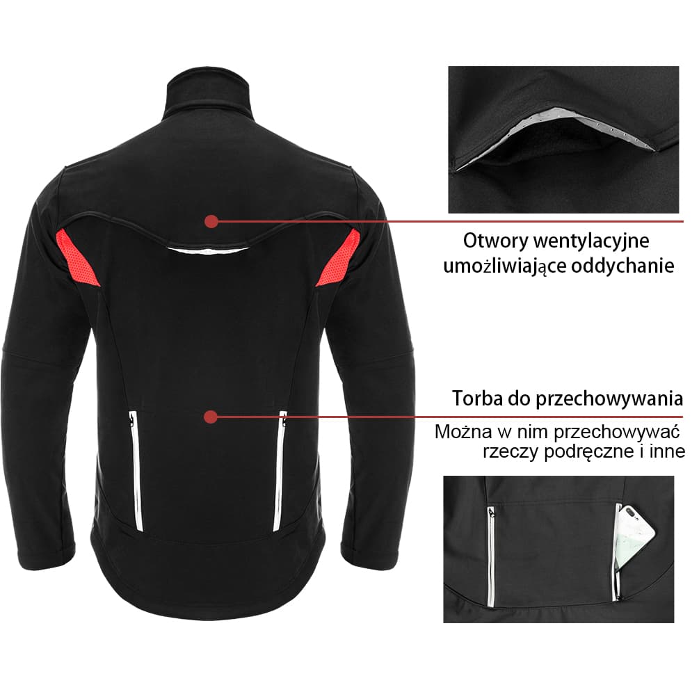 ROCKBROS Kurtka Rowerowe na Zimę Długa Wiatroszczelna Wodoodporna Męska Kurtki