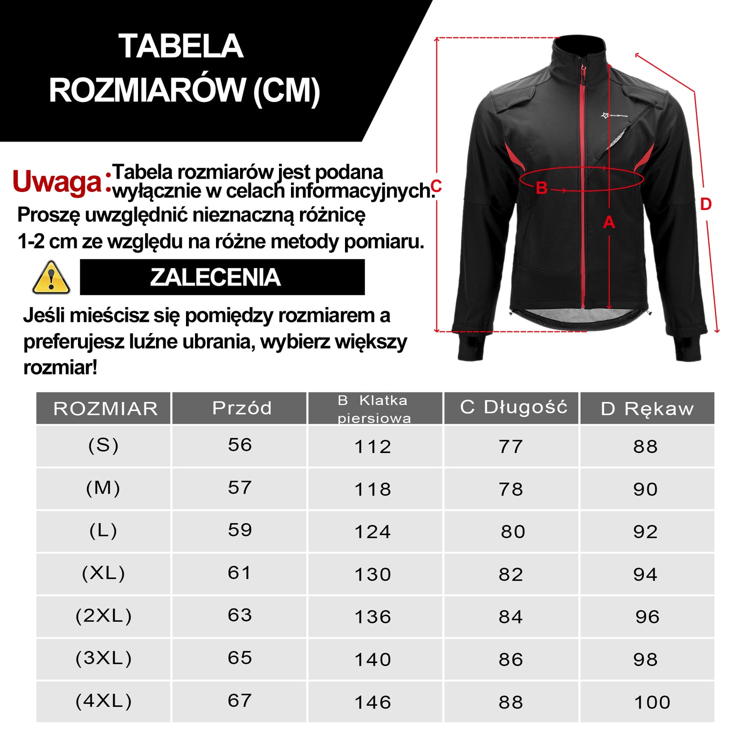 ROCKBROS Kurtka Rowerowe na Zimę Długa Wiatroszczelna Wodoodporna Męska Kurtki