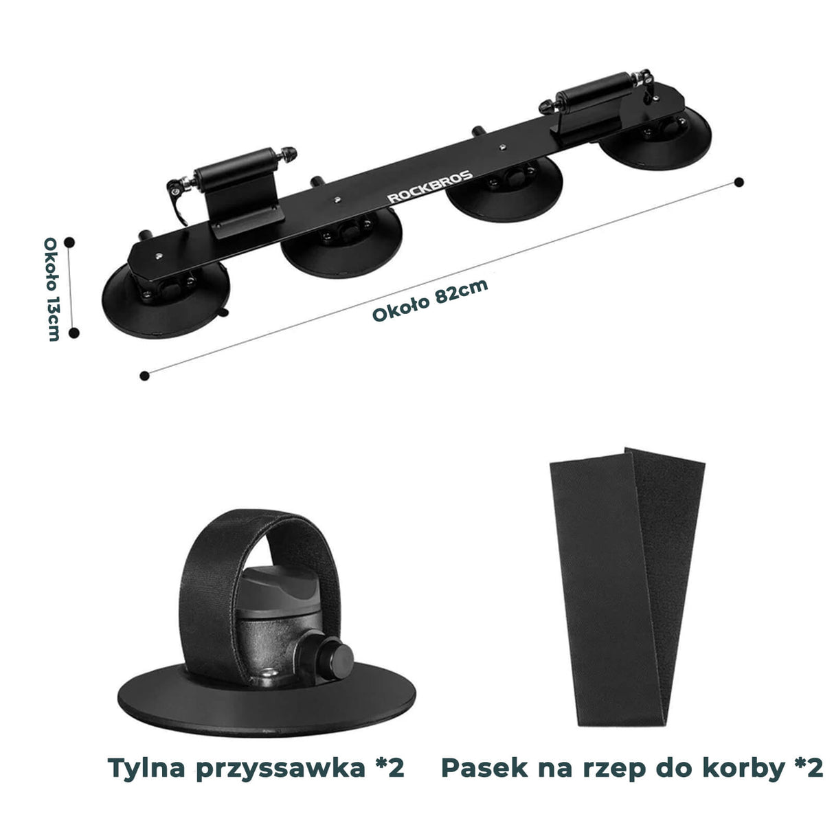 ROCKBROS Bagażnik Rowerowy z Przyssawkami Dachowy Szybki Montaż-Czerwony