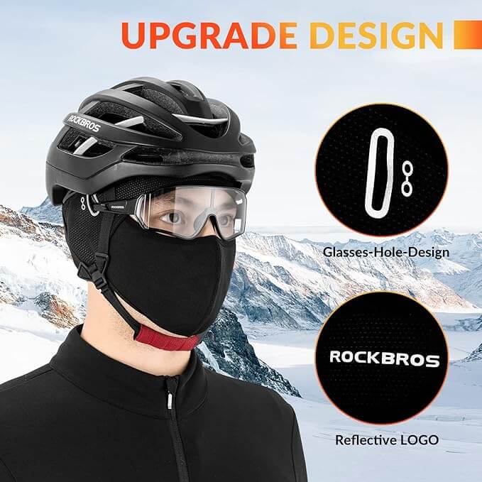ROCKBROS Czapka Rowerowa Zimowa Kominiarka z Otworem na Okulary Pod Kask Unisex
