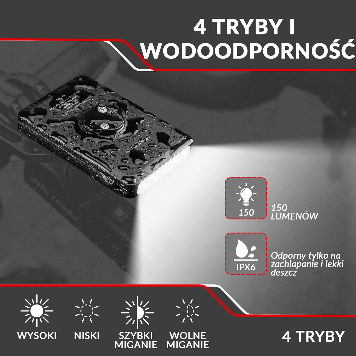 ROCKBROS Lampa Rowerowa LED 5000mAh Powerbankiem Reflektor Wodoodporna 4 Tryby