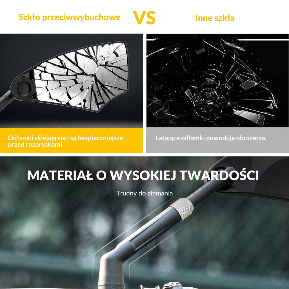 ROCKBROS Lusterko Rowerowe 360° Składane Regulowane na Kierownice 20-23mm Lewe