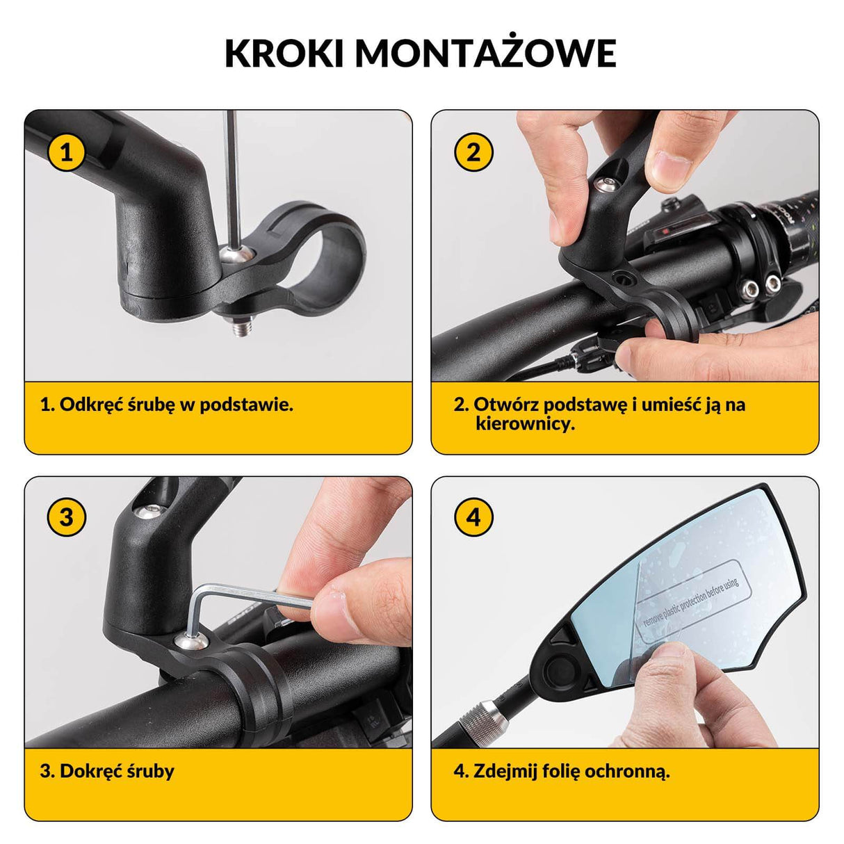 ROCKBROS Lusterko Rowerowe 360° Składane Regulowane na Kierownice 20-23mm Lewe