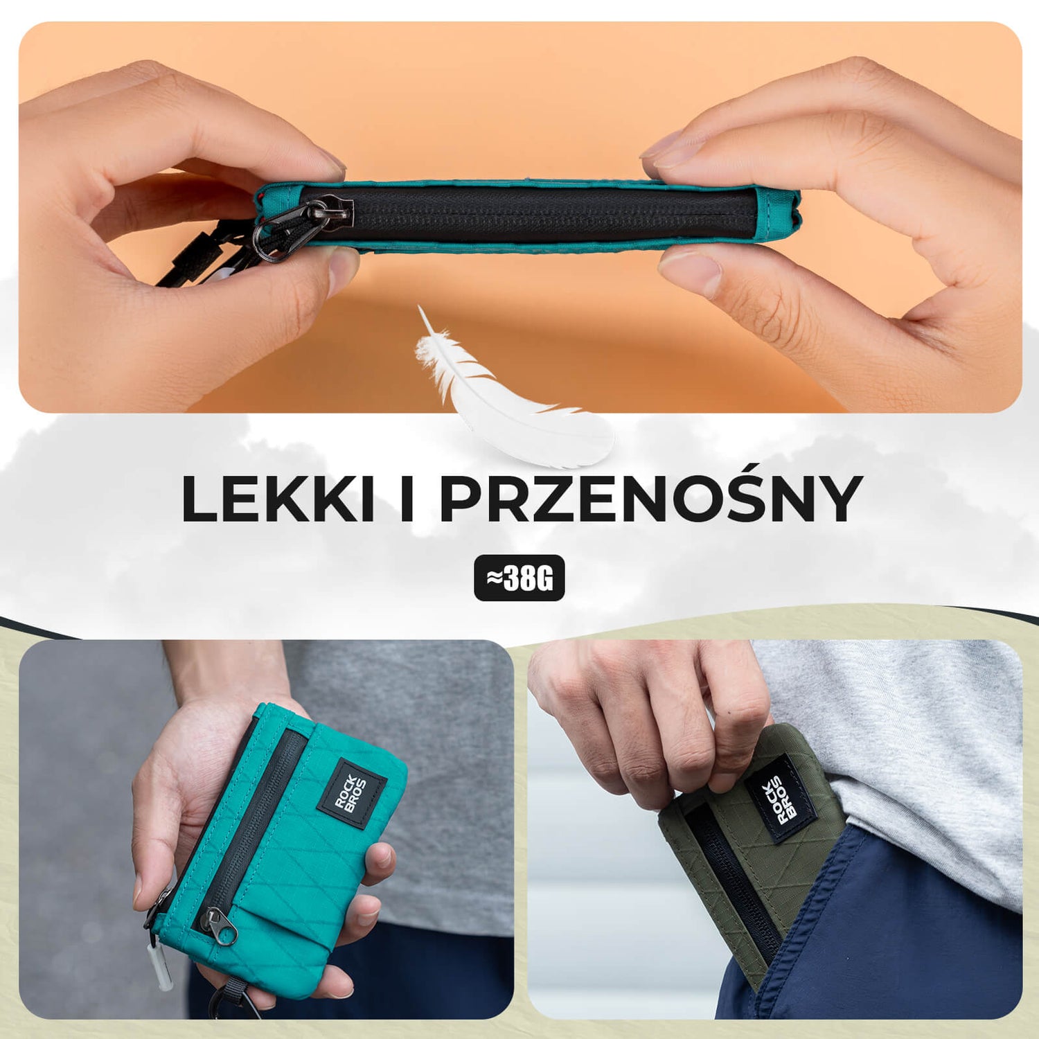 ROCKBROS Mały Portfel Slim Etui na Karty i Klucze dla Kobiet i Mężczyzn