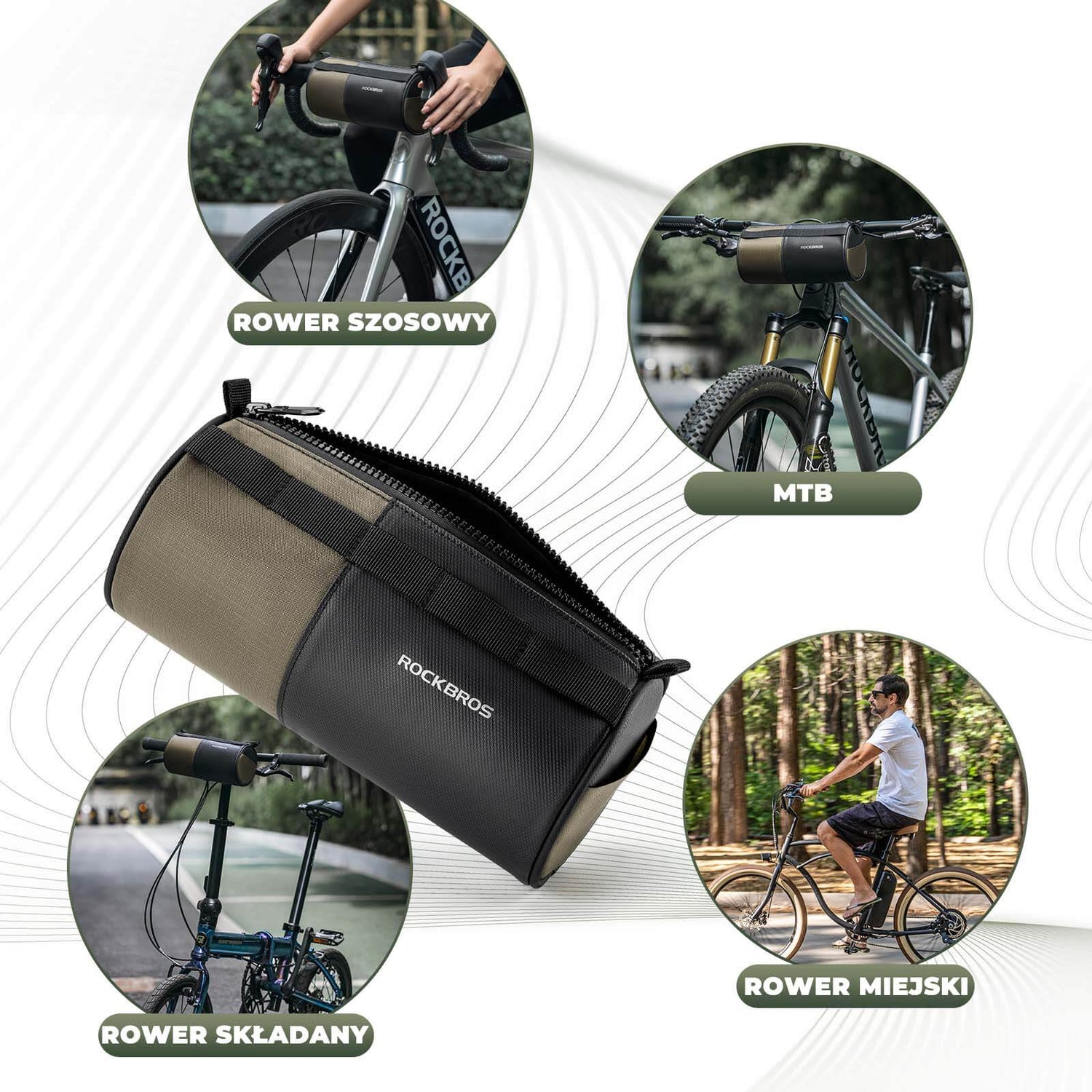 ROCKBROS Odblaskowa Torba na Kierownicę z Paskiem 1,7 L Torby na kierownicę