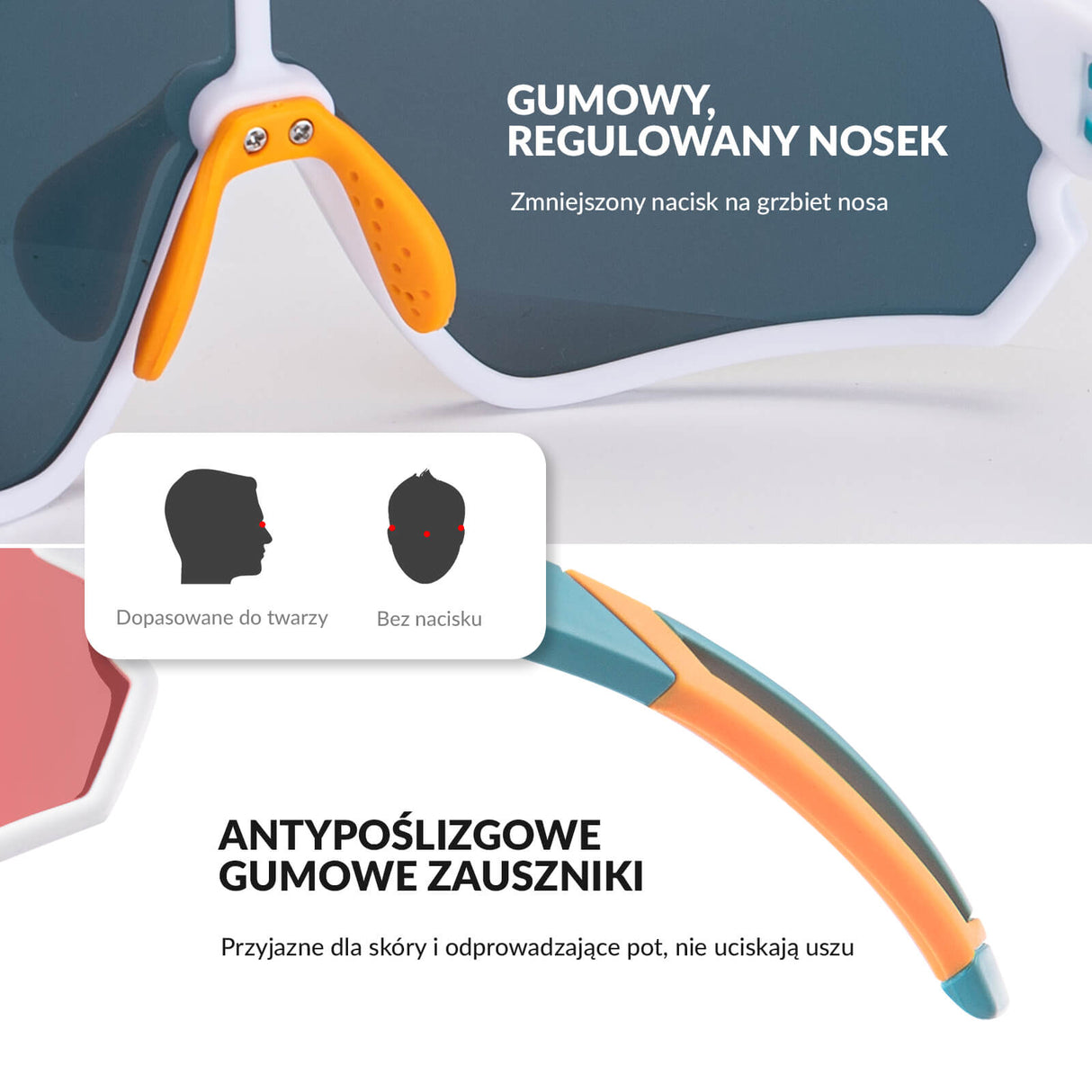 ROCKBROS Okulary Rowerowe Dziecięce Polaryzacyjne Ochrona UV400-Biały
