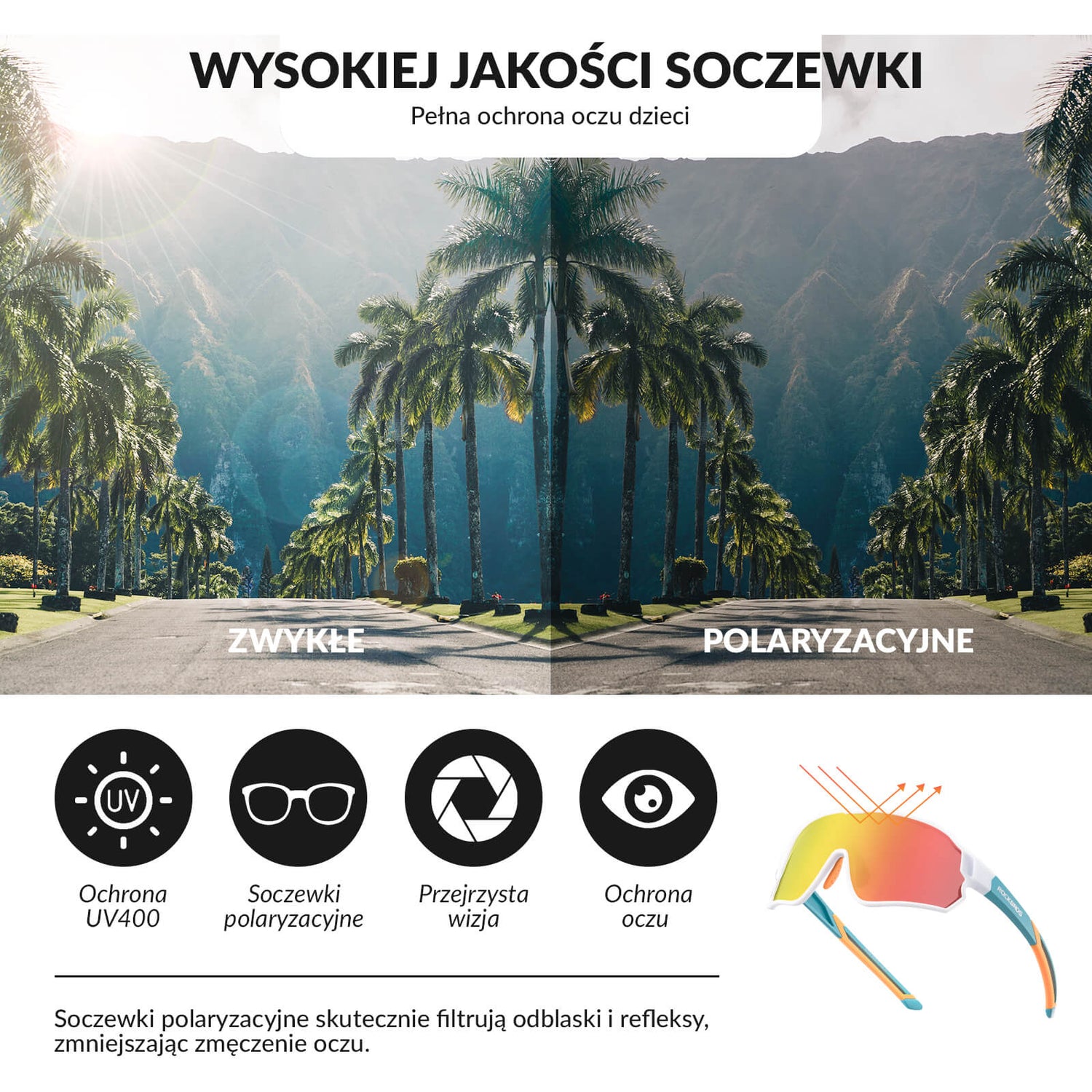 ROCKBROS Dziecięce Okulary Rowerowe Polaryzacyjne Okulary i gogle