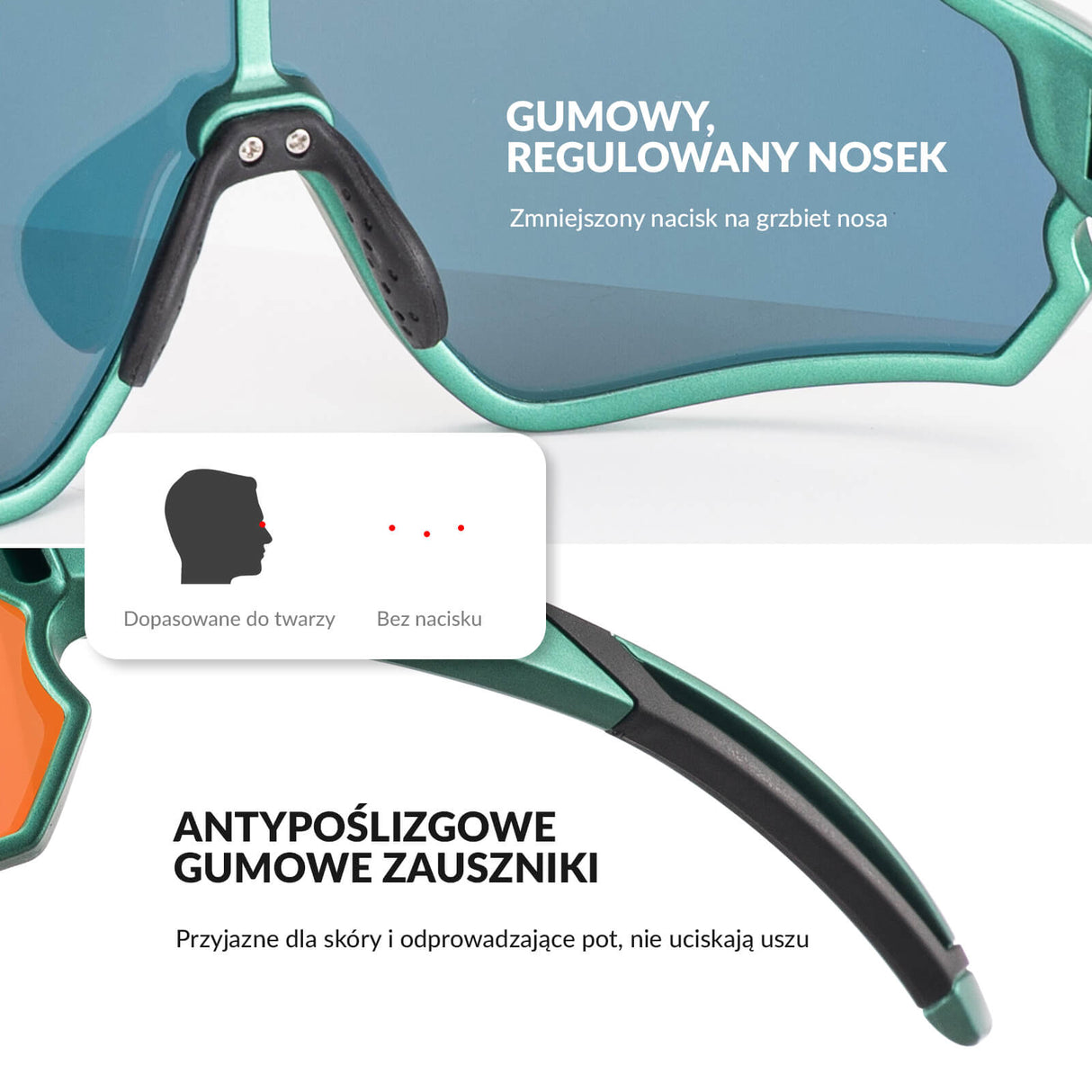 ROCKBROS Okulary Rowerowe Dziecięce Polaryzacyjne Ochrona UV400-Oliwkowy