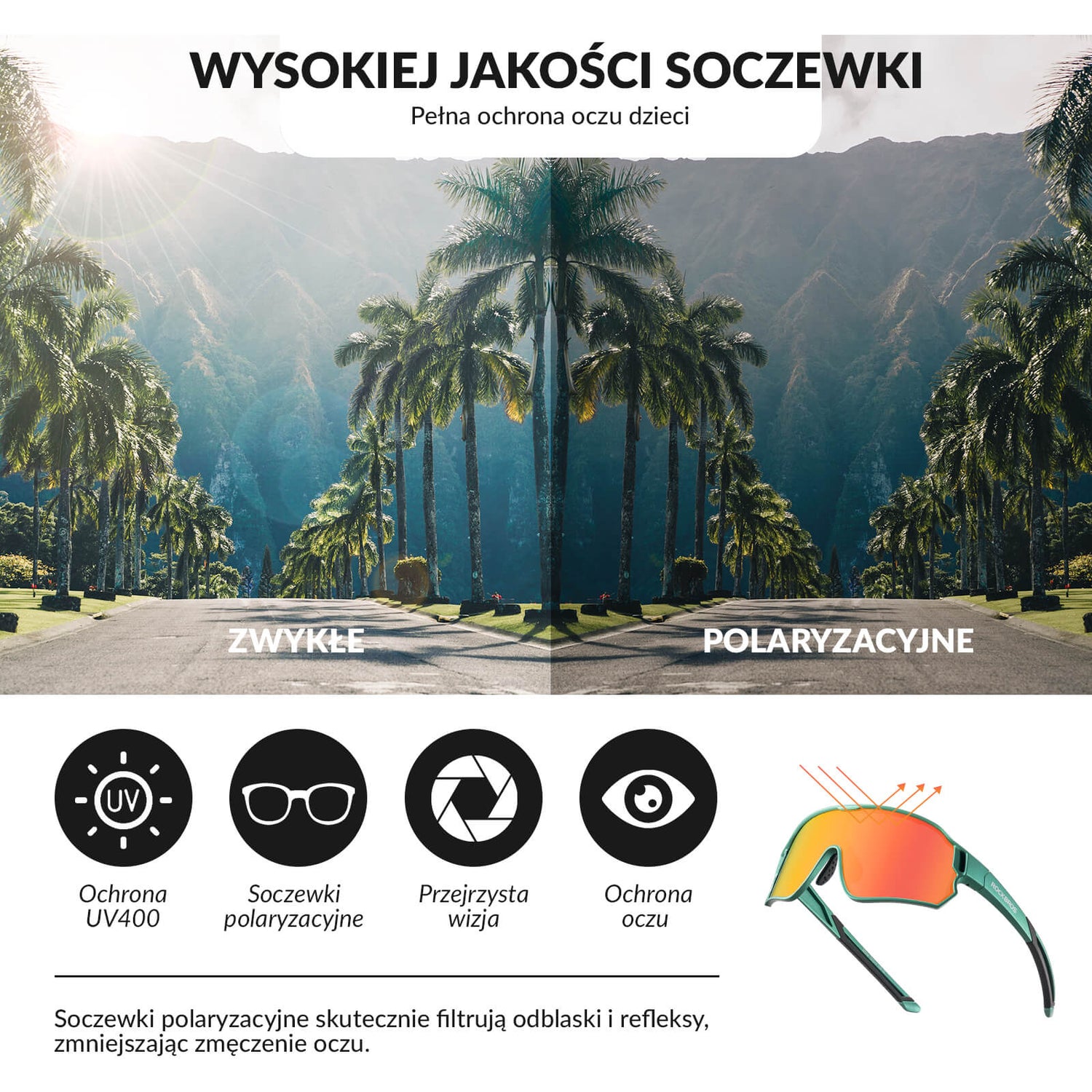 ROCKBROS Dziecięce Okulary Rowerowe Polaryzacyjne Okulary i gogle