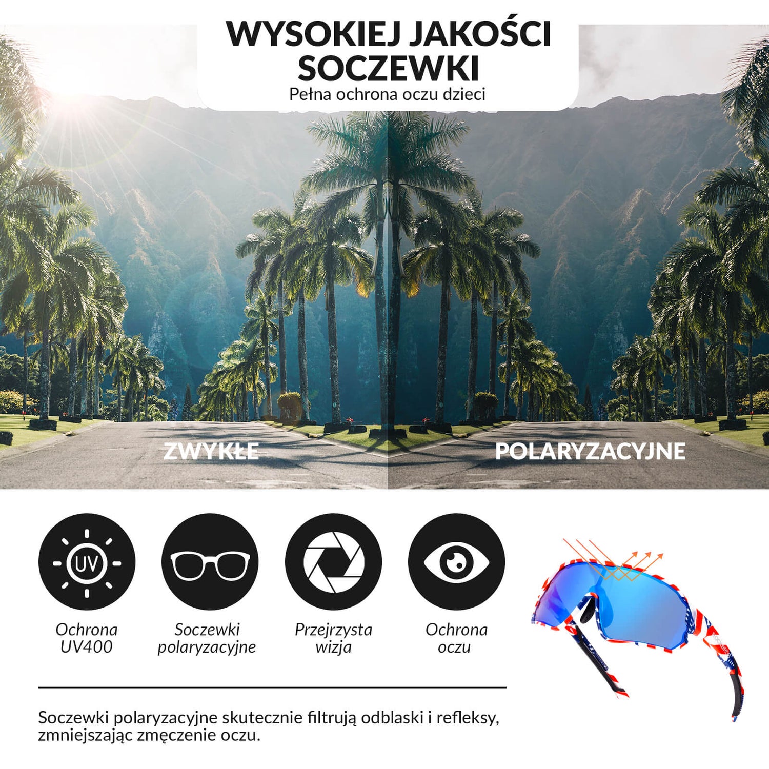 Dziecięce Okulary Rowerowe Polaryzacyjne