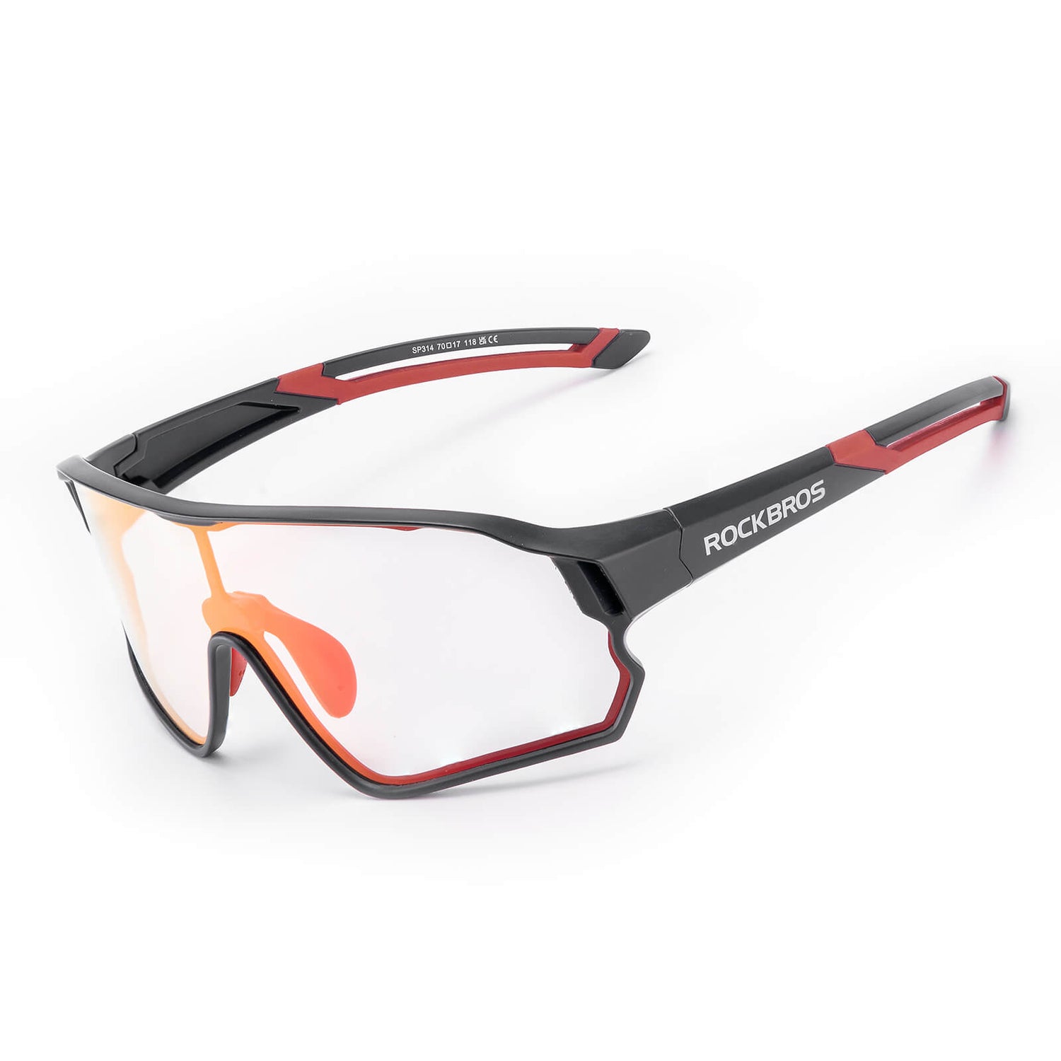 ROCKBROS Okulary Rowerowe Dziecięce Samoprzyciemniające Ochrona UV400- Czarno-czerwony