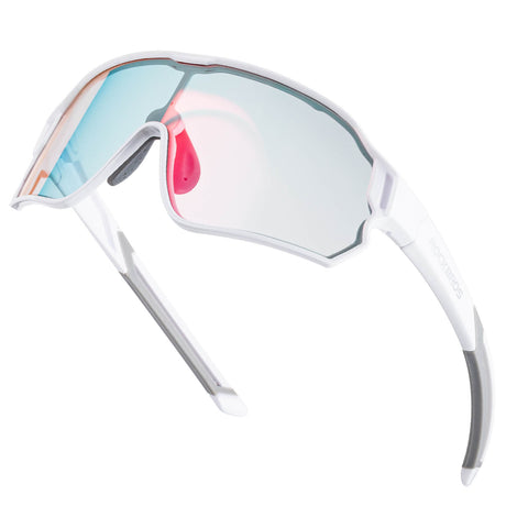 ROCKBROS Okulary Rowerowe Dziecięce Samoprzyciemniające Ochrona UV400-biały
