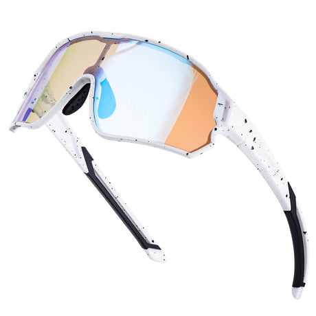 ROCKBROS Okulary Rowerowe Dziecięce Samoprzyciemniające Ochrona UV400-biały w czarne kropki