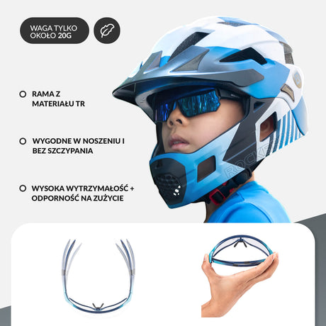 ROCKBROS Okulary Rowerowe Dziecięce Samoprzyciemniające Ochrona UV400-fioletowy
