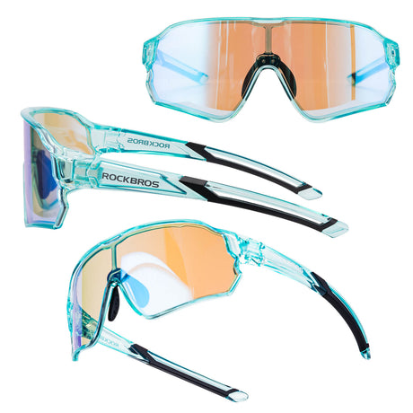 ROCKBROS Okulary Rowerowe Dziecięce Samoprzyciemniające Ochrona UV400-przezroczysty niebieski