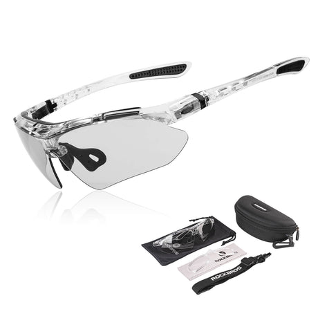 ROCKBROS Okulary Rowerowe Fotochromowe UV400 Unisex Różowy/Niebieski/Przezroczysty-Przezroczysty