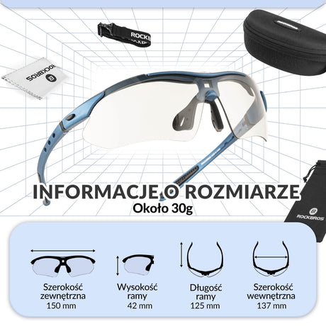 ROCKBROS Okulary Rowerowe Fotochromowe UV400 Unisex Różowy/Niebieski/Przezroczysty-Niebieski