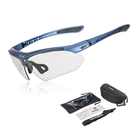 ROCKBROS Okulary Rowerowe Fotochromowe UV400 Unisex Różowy/Niebieski/Przezroczysty-Niebieski