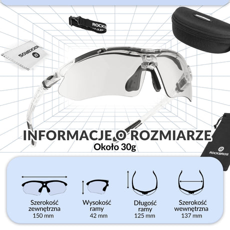 ROCKBROS Okulary Rowerowe Fotochromowe UV400 Unisex Różowy/Niebieski/Przezroczysty-Przezroczysty