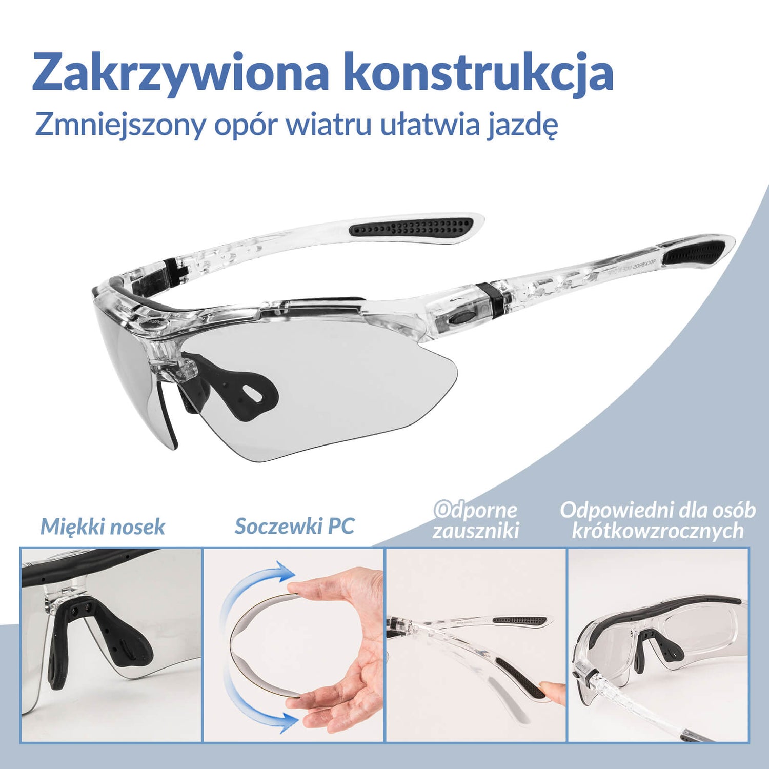 ROCKBROS Okulary Rowerowe Fotochromowe z Ochroną UV400 Okulary i gogle