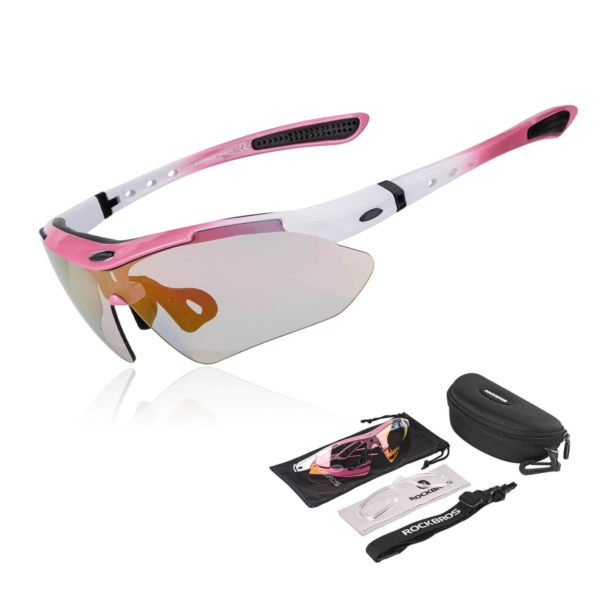 ROCKBROS Okulary Rowerowe Fotochromowe UV400 Unisex Różowy/Niebieski/Przezroczysty-Różowy
